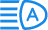 A blue headlight with an A with horizontal beams of light