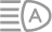 A grey headlight with an A with horizontal beams of light