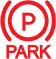 A read P within a red circle with the word PARK underneath