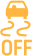 Amber icon of rear view of vehicle with squiggly tire marks and the word OFF