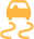 Amber icon of rear view of vehicle with squiggly tire marks