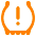 An amber exclamation within a tire circle