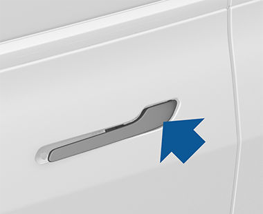 an arrow pointing at the door handle