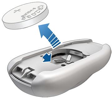 Arrow pointing to a removed battery
