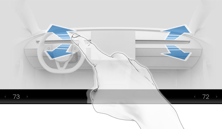 Front air vents with blue arrows coming out