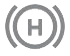 Gray icon of an "H" in a circle.