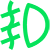 green headlight icon with a wavy line