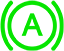 Green letter A within a circle