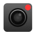 Grey camera icon with a red circle in indicating recording