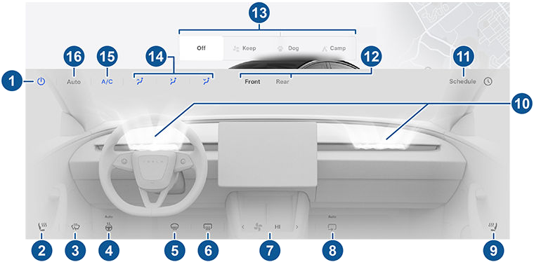 Icon and element locations for Climate Controls