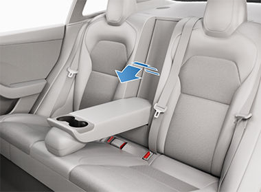 Image with an arrow showing to pull the rear console down.