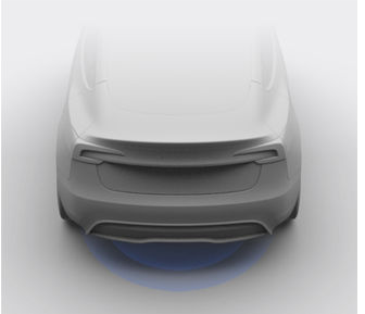 Rear of vehicle with radiating blue lines