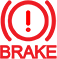 Red exclamation point within a red circle with the word BRAKE underneath
