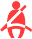 Red icon of a passenger with a seat belt