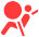 Red icon of a passenger with a seat belt and an airbag