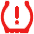 Red icon of an exclamation mark within a tire symbol