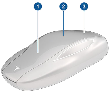 Tesla key fob with 3 callouts