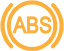 The word ABS within an amber circle
