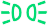 Two green ovals with three lines each on the outside representing lights