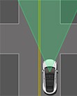 Vehicle approaching a four way intersection and continues straight with right-of way