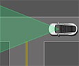Vehicle approaching the straight arm of a T-junction and continues straight with right-of-way